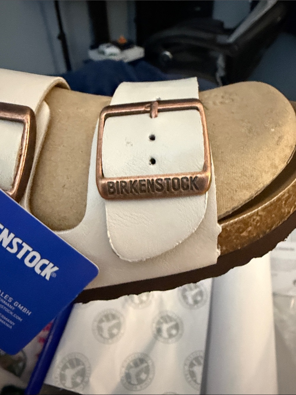 Birkenstock White Double-Buckle Slide Sandals - Picture 4 of 6